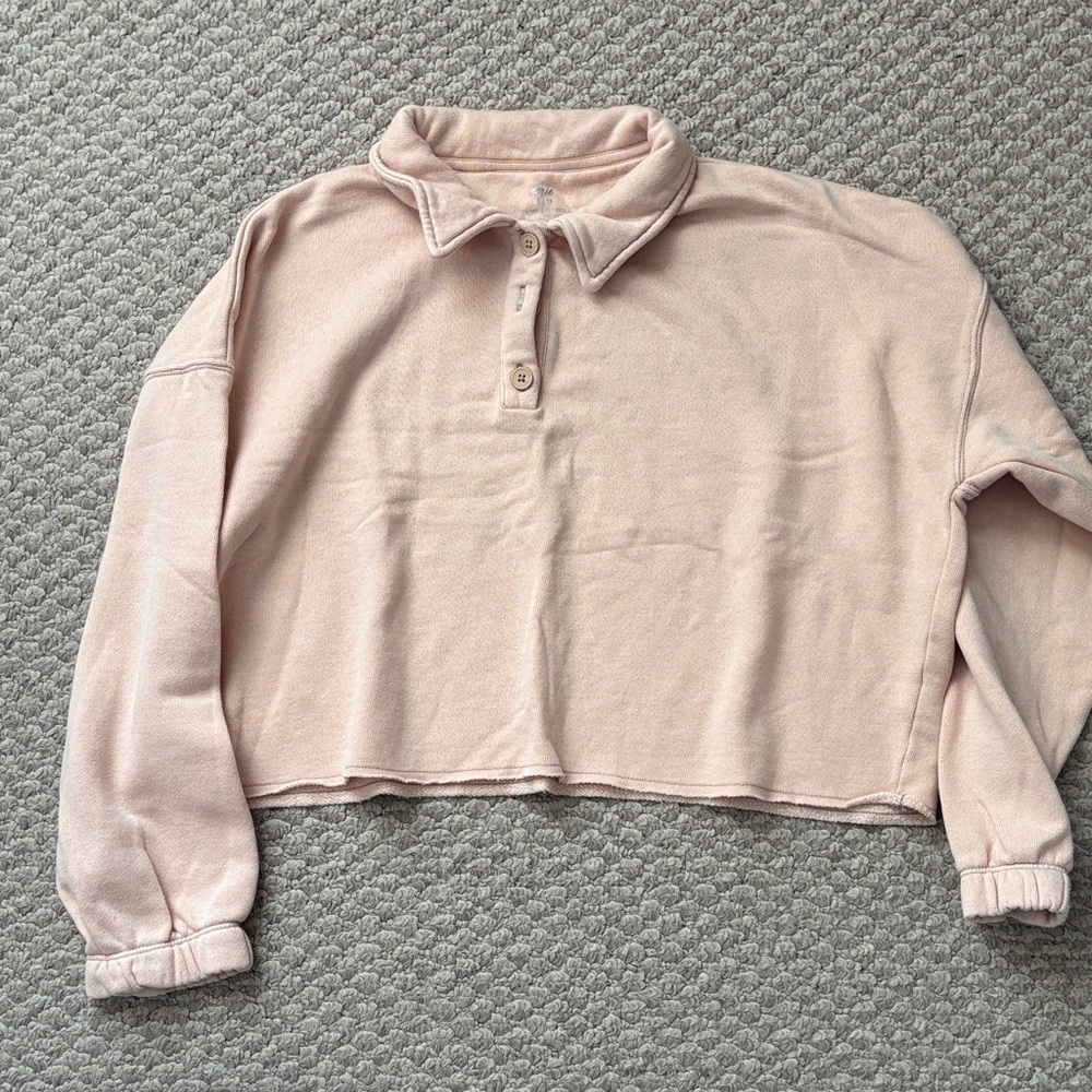 Aerie Light Pink Collared Sweatshirt